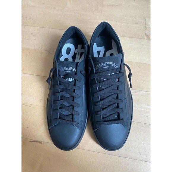 P448 "jack" all black sneakers mens Missized* 41 & 42 leather - Picture 3 of 10